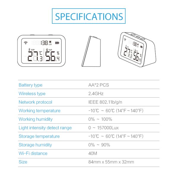Czujnik temperatury, wilgotności i natężenia słońca TUYA WIFI - Image 8