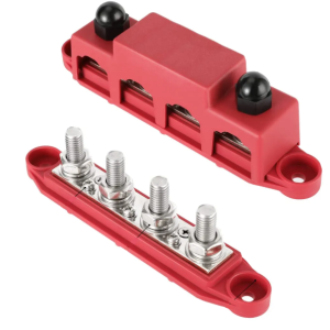 BUSBAR szyba zbiorcza 250A 4xM8 + 3xM4 blok dystrybucji energii CZERWONY